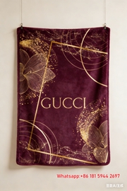 Luxury Gucci Gold Floral Flannel Sofa Throw Blanket IMG_4742